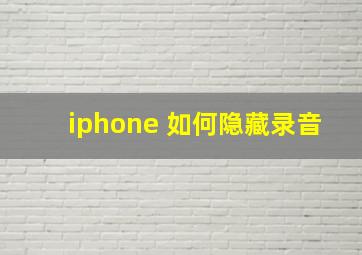 iphone 如何隐藏录音